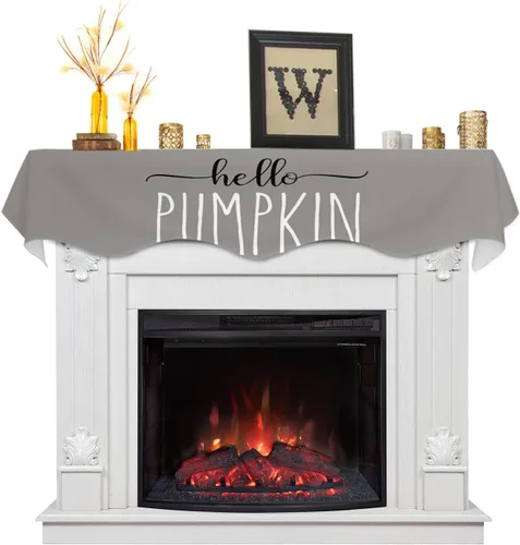 Vista 8 de Funda para bufanda de chimenea con diseño de copo de nieve dorado, para Navidad, Halloween, Acción de Gracias, otoño, decoración de interiores