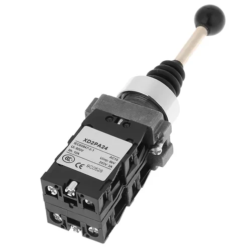 Vista 3 de Interruptor de control de palanca de mando de retorno de resorte 4 posiciones 10A 600V para panel de control industrial (metal plástico negro)