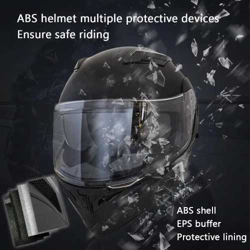 Vista 3 de Casco modular Bluetooth para motocicleta, aprobado por DOT, abatible, de cara completa, integrado, antivaho, doble visera, casco para motocicleta