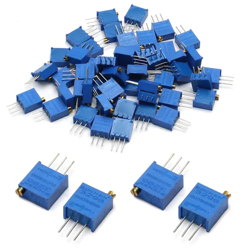 Vista 3 de Fielect Potenciómetro de recortadora multivuelta de 1K Ohm de 1 K, resistencia variable, potenciómetro de alta precisión 3296W, 3296W-1-102