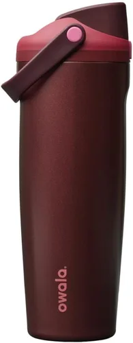 Vista 31 de Botella de agua Owala FreeSip con aislamiento de acero inoxidable con pico de dos vías, pajita incorporada y asa de cubo, fabricada para viajes