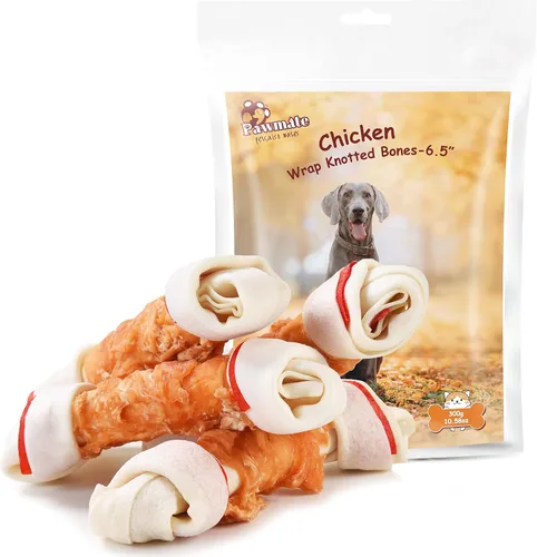 Vista 13 de Pawmate Dog Treats Chicken Wrapped Rawhide Donut Masticables de larga