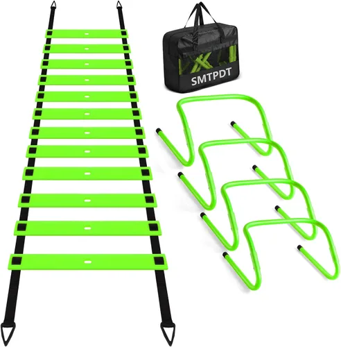 Vista 10 de Agility Ladder,Soccer Training Equipment Set,20ft Speed Ladder,4 Agility Hurdles,Football Basketball Training Equipment,Football Accessories for