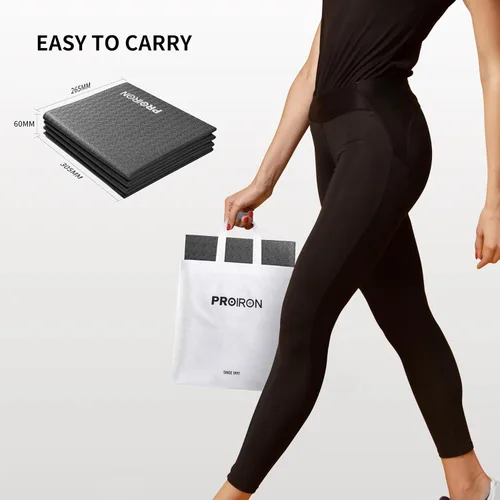 Vista 2 de PROIRON Esterilla de Yoga Plegable 0.24"/0.16" para Entrenamiento en Casa y Viajes, Esterillas de Yoga de Viaje Antideslizantes con Bolsa
