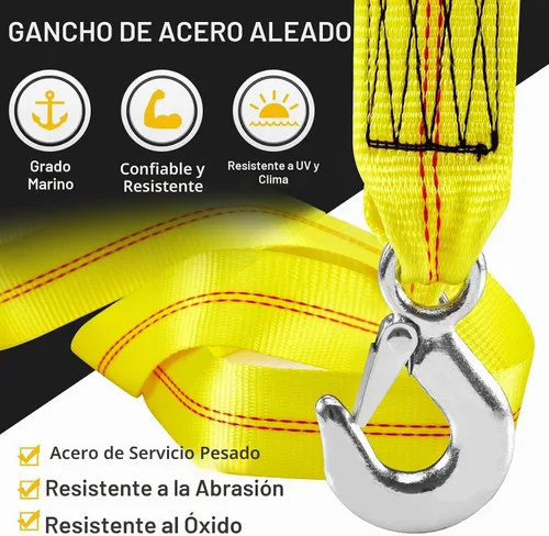 Vista 6 de Correa de cabrestante de remolque CarBole con gancho de 5 cm x 6 metros, resistencia a rotura de 4500 kg, correa de repuesto resistente para barco
