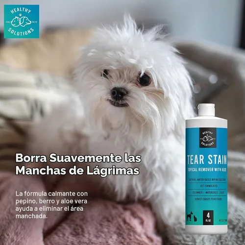 Vista 3 de Removedor de manchas de lágrimas para perros, solución de 4 onzas líquidas para perros blancos y todas las demás razas de perros, elimina