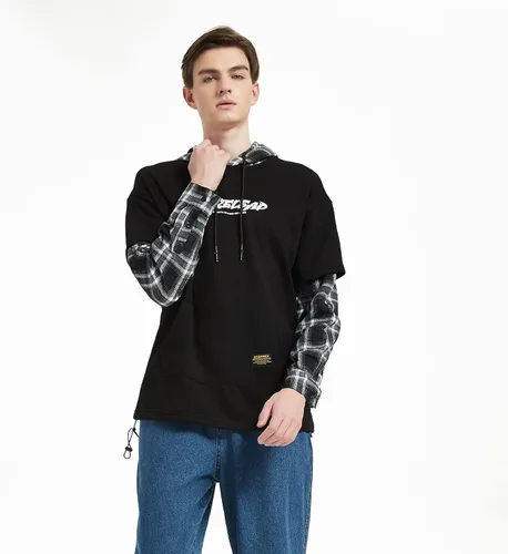 Vista 6 de GURUNVANI Japan Style Patchwork Hoodies Men Characters Streetwear Hoodie Men Sweatshirt