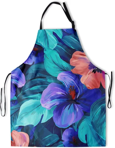 Vista 13 de Delantal impreso delantales de pintura de poliéster con bolsillo para cocinar cocina a la parrilla adultos