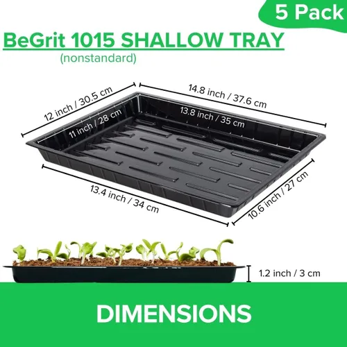 Vista 2 de BeGrit Microgreen Seed Starter - Bandejas de cultivo de semillas poco profundas, planos de germinación no estándar, bandeja 1015 sin agujeros