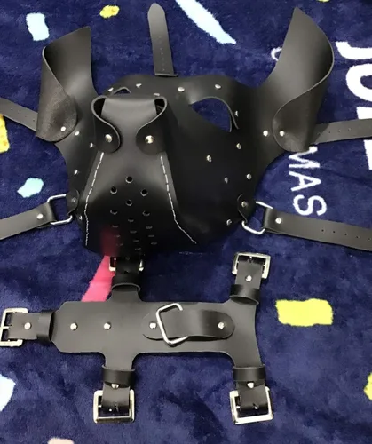 Vista 3 de Máscara de perro hecha a mano de cara completa cosplay steampunk accesorios de disfraz de Halloween