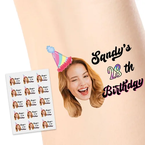Vista 26 de Tatuajes temporales personalizados, tatuajes de flores de nacimiento personalizados para cumpleaños, boda, despedida de soltera, 1 juego de 15
