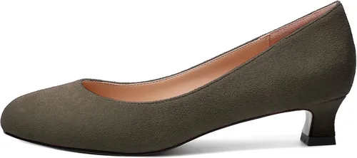 Vista 2 de MERRORI Zapatos de vestir de gamuza para mujer, de tacón bajo, de tacón bajo, de color liso, casual, para oficina, gatito, de 1.5 pulgadas