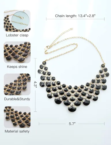 Vista 5 de Collar Jane Stone, collar de estilo vintage, collar pechero, adorno calado