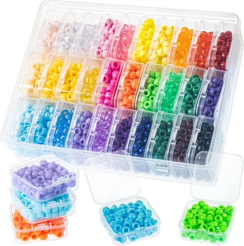 Vista 8 de Quefe 2880pcs 24 Colores 0.236x0.354 in Pony Beads Bulk para Pulseras