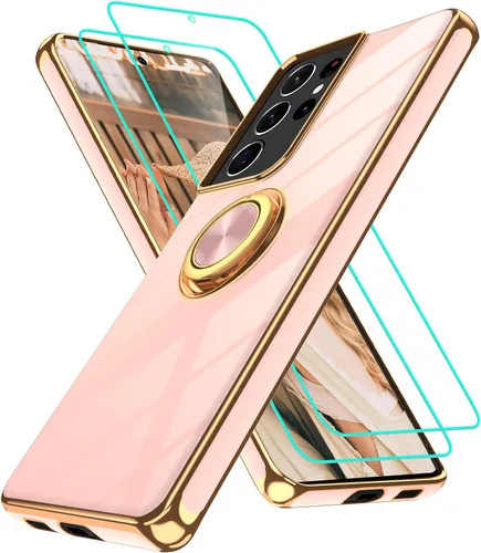 Vista 271 de Funda para Motorola Moto G 5G 2024: Funda Moto G Play 5G 2024 con 2 piezas de protectores de pantalla, soporte de anillo de rotación de 360°