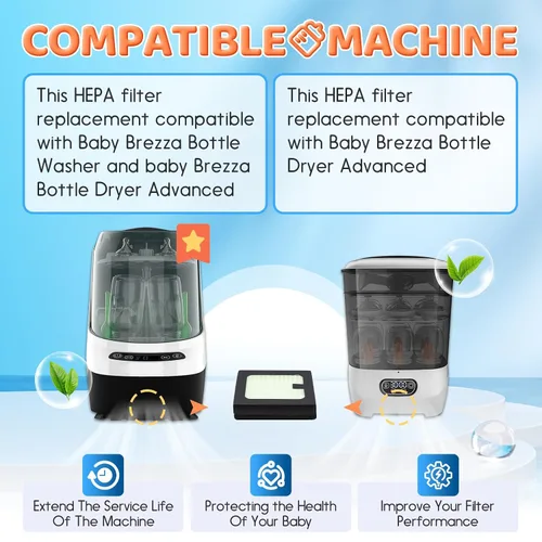 Vista 3 de Filtro HEPA de repuesto compatible con Baby Brezza Bottle Dryer Advanced y Baby Brezza Bottle Washer Pro