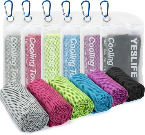 Vista 10 de YESLIFE Paquete de 4 toallas refrescantes de 40 x 12 pulgadas, toallas de gimnasio para hombres y mujeres, toallas de entrenamiento suaves y Negro