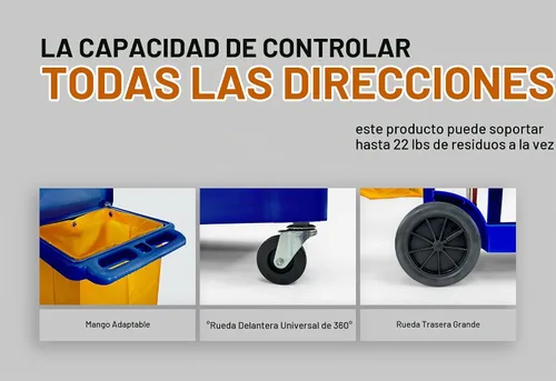 Vista 8 de Carrito de limpieza comercial con bolsa de vinilo AF08170 Azul