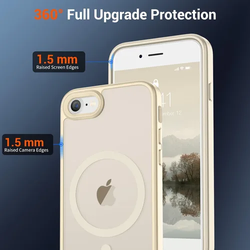 Vista 4 de SUPFINE Funda magnética para iPhone SE 2022 (3ª)/2020 (2ª), iPhone 8 (compatible con MagSafe) (protección contra caídas de grado militar), funda