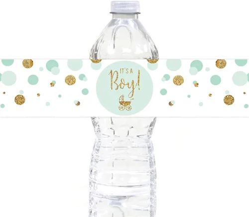 Vista 21 de Andaz Press Colección de fiesta de baby shower con purpurina verde menta, banderín colgante con cuerda, Welcome Baby!, 5 pies, 1 juego