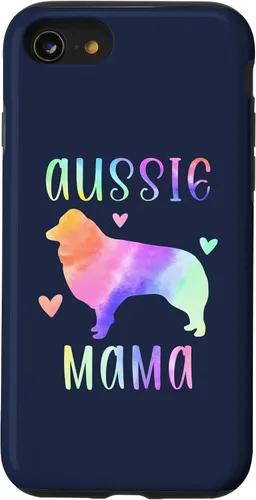 Vista 18 de iPhone 16 Aussie Mama Australian Shepherd Mom Rainbow Watercolor Case