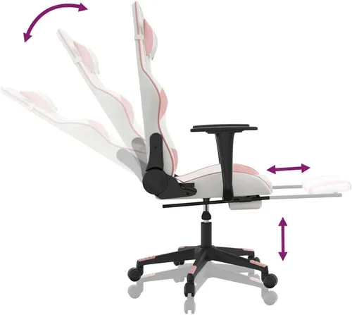Vista 7 de Silla de juegos con reposapiés, silla de oficina, silla de computadora, silla de respaldo alto, silla ajustable, silla de Internet Café