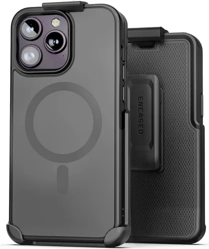 Vista 9 de Encased SlimShield para iPhone 14 Funda con Clip para Cinturón con Soporte para Teléfono (Compatible con MagSafe) Negro Mate (iPhone 14)