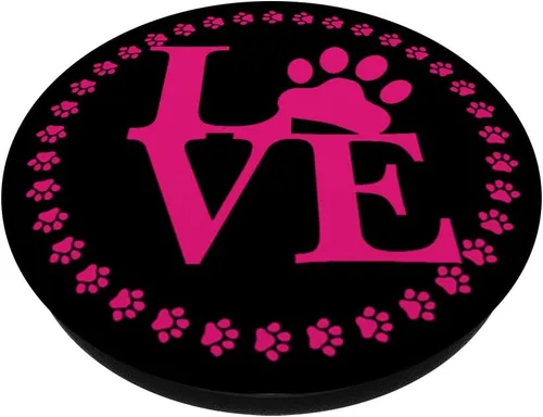 Vista 2 de Diseño de pata de perro con diseño de pata de amor, color negro y rosa