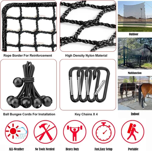 Vista 4 de Sports Netting - Heavy Duty Ball Net for Golf, Baseball, Hockey, Soccer