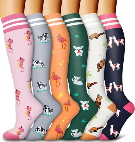 Vista 48 de Bluemaple Paquete de 6 calcetines de compresión de cobre para mujeres y hombres, el mejor apoyo para médicos, correr, enfermería, atletismo