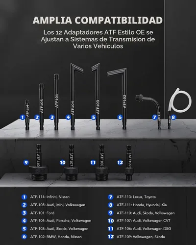 Vista 4 de OMT 3L Bomba de llenado de líquido de transmisión ATF Dispensador de transferencia con 12 adaptadores