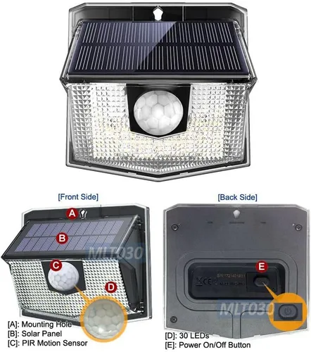 Vista 2 de Luz LED para exteriores de energía solar estupenda con sensor de movimiento PIR con control automático del atardecer al amanecer