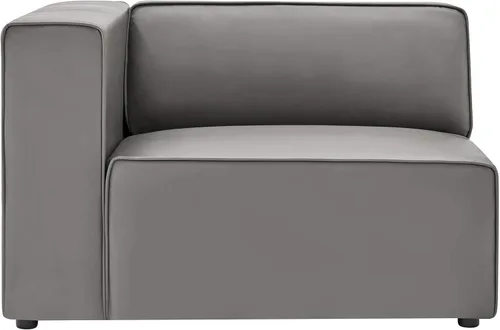 Vista 5 de Modway Mingle Sofá seccional de cuero vegano Silla con brazo izquierdo en gris