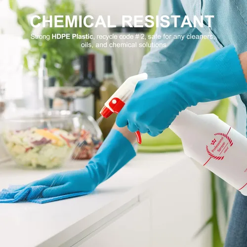 Vista 6 de Uineko - Botella de plástico resistente multiusos a prueba de fugas, con atomizador, boquilla y medidas ajustables, para líquidos de limpieza, regar
