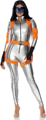 Vista 4 de Forplay Disfraz de astronauta sexy de fuera de este mundo, Plateado