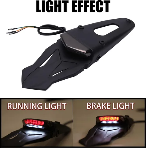 Vista 3 de DREAMIZER Guardabarros trasero negro ahumado 12V LED luz trasera lámpara de freno para motocicleta todoterreno Motocross Dirt Bike