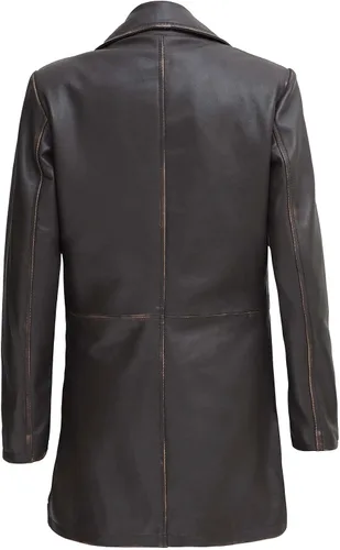 Vista 3 de Decrum Abrigos de piel de cordero real para mujer, estilo casual, estilo gabardina y abrigo largo para mujer