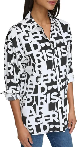 Vista 2 de KARL LAGERFELD Blusa oversize con logotipo para mujer