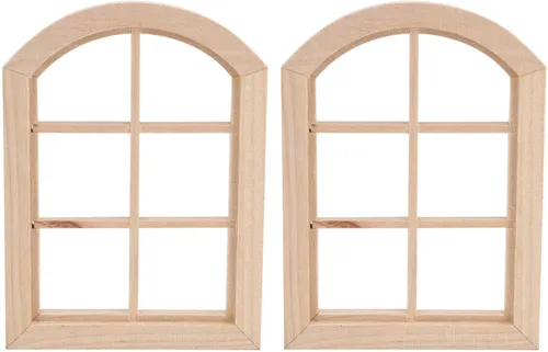 Vista 7 de Ventana de madera para casa de muñecas, escala 1/12 en miniatura, arqueada, casa de muñecas, ventana, modelo de accesorios, cubierta de golf