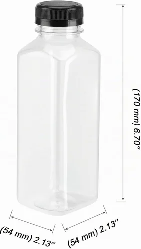 Vista 2 de MOUYAT Paquete de 24 botellas de plástico de 14 onzas con tapas, botellas sensoriales de plástico transparente de 14 onzas fluidas con tapas a