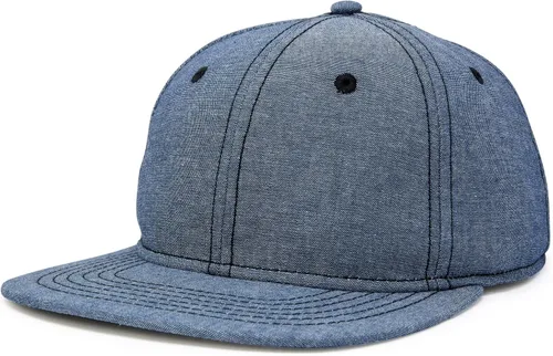 Vista 3 de DALIX Gorra de béisbol de alta calidad con diseño de pico plano, gorra estructurada a presión en la parte trasera Chambray
