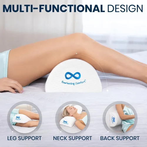 Vista 3 de Everlasting Comfort - Almohada debajo de la rodilla para dormir de espalda - Almohada de espuma viscoelástica en forma de media luna para el dolor