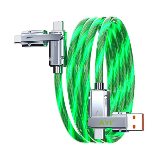 Vista 16 de AYI 3 combinaciones de múltiples puertos USB A a USBC Micro PD cable de carga rápida iluminado flujo de corriente compatible con casi todos