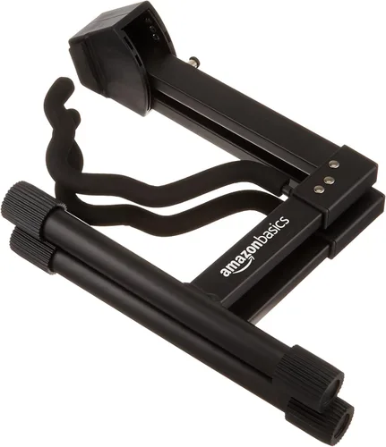 Vista 6 de Amazon Basics Soporte plegable portátil ajustable para guitarras eléctricas y acústicas, en forma de A, totalmente montado con espuma acolchada