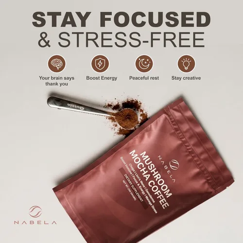 Vista 4 de Nabela Café orgánico moca de hongos Café tostado instantáneo Café árabe colombiano + chocolate + melena de león, chaga, ganoderma Enfoque