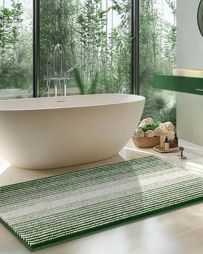 Vista 78 de BSICPRO Tapetes de baño de felpilla, 20 x 32 pulgadas, antideslizantes, absorbentes, suaves, peludos, para baño, lavables a máquina (salvia)