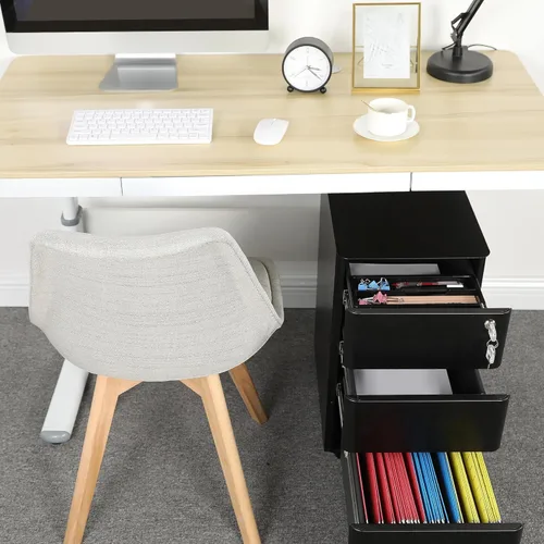 Vista 2 de Yitahome - Armario archivador de metal con 3 cajones para oficina, con llaves, compacto y portátil, gabinete de almacenamiento de oficina prearmado