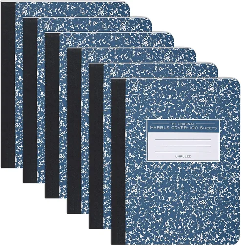 Vista 5 de ROARING SPRING Cuaderno de composición de tapa dura, libro de comp de mármol negro, 9.75 ″ x 7.5 pulgadas, papel en blanco sin rayas, 50 hojas