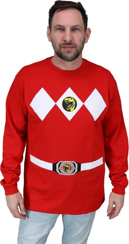 Vista 5 de power rangers azul manga larga Costume Hombre