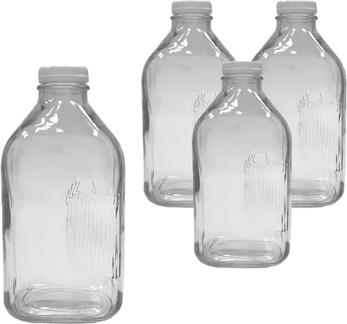 Vista 10 de Jarra de vidrio para bebidas, 64 onzas, transparente, boca ancha con mango de ranura y tapa hermética (1 unidad)